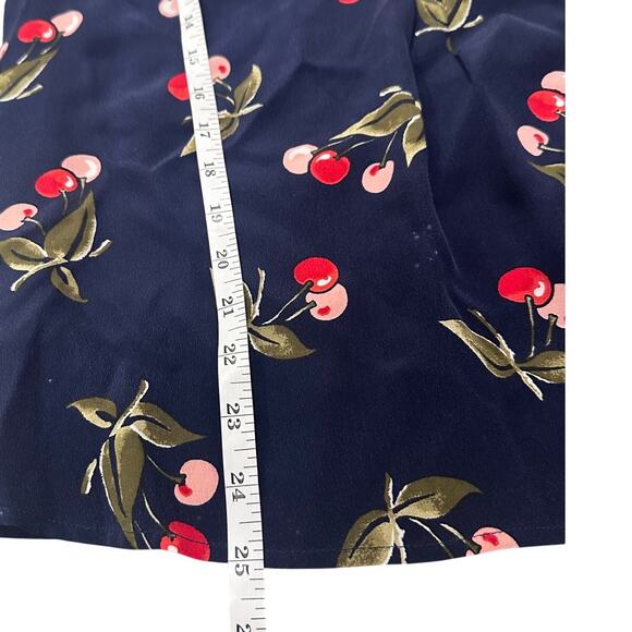 Joie Addie B Printed Silk Crepe De Chine Blouse Navy Novelty Cherry Print, S - Picture 6 of 7